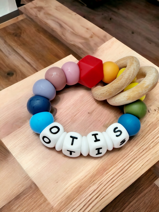 Silicone Personalised Rainbow Teether